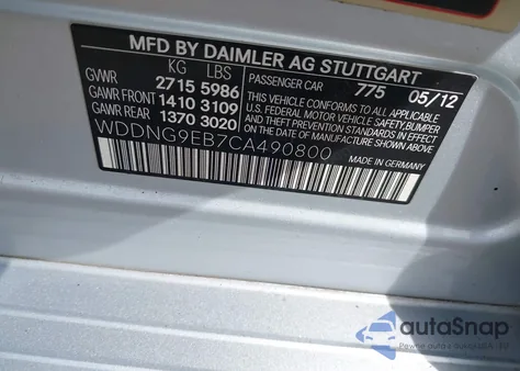 2012 Mercedes-Benz S 550 4Matic from USA, damaged, VIN WDDNG9EB7CA490800